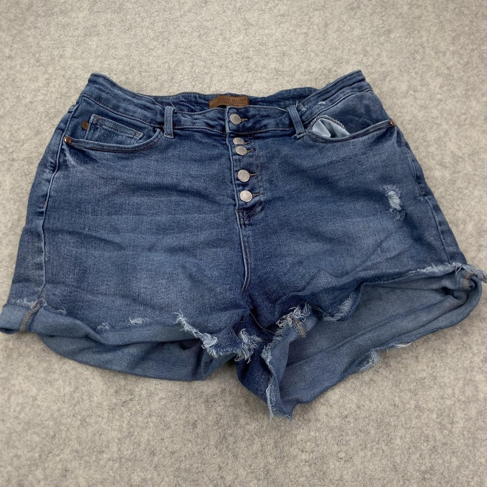 Judy Blue Jean Shorts Womens 2XL Blue Distressed Cutoff Frayed Hem JB150206 MD